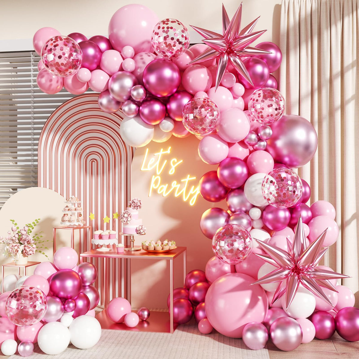 140-Piece Confetti & Star Balloon Garland Arch Kit