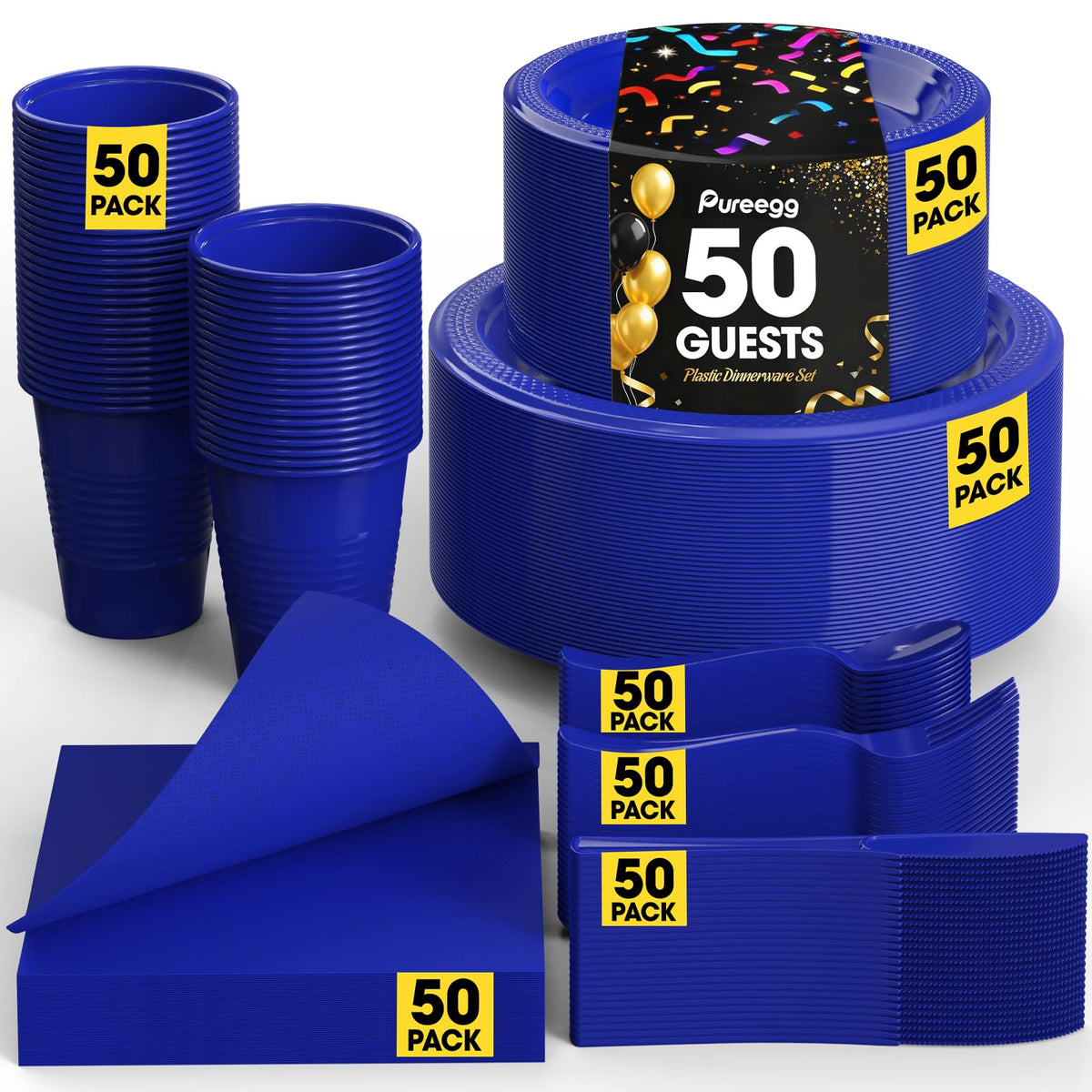 Pureegg 350-Piece Disposable Dinnerware Set for 50 Guests