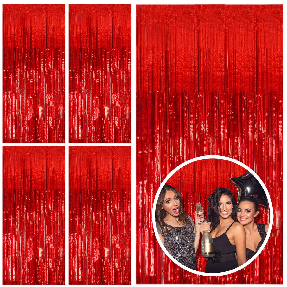 Tinsel Foil Fringe Backdrop Curtains for Party Photo Booths