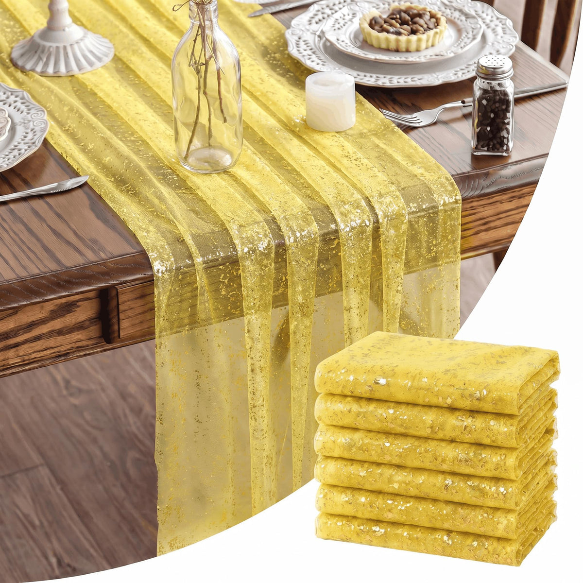 Artoid Mode Glitter Foil Gauze Table Runner for Parties