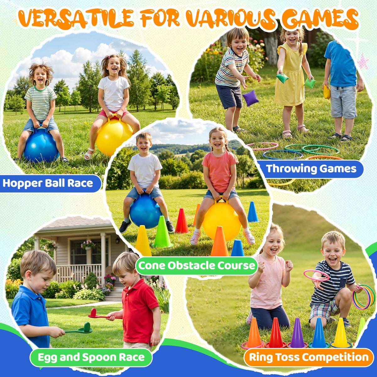 53-Piece Carnival Outdoor Game Set with 18-Inch Hopper Balls