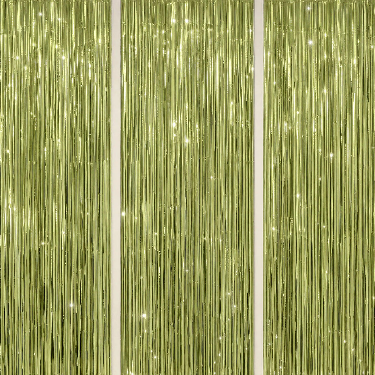 DECOCKRAT 3-Pack Foil Fringe Backdrop Curtains, 3.3x8.2 FT