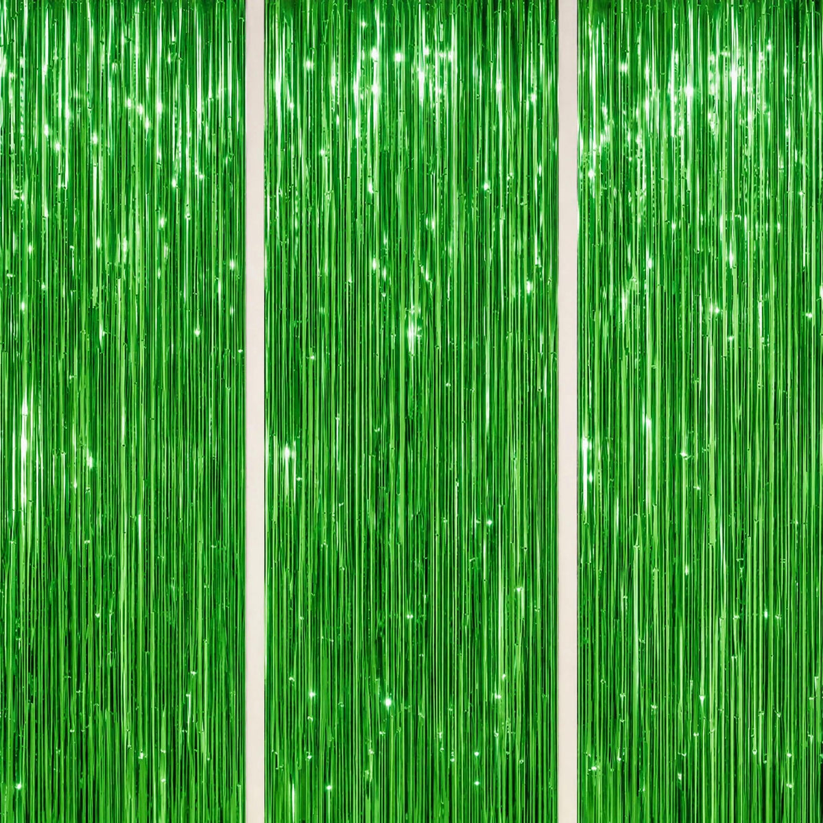 DECOCKRAT 3-Pack Foil Fringe Backdrop Curtains, 3.3x8.2 FT