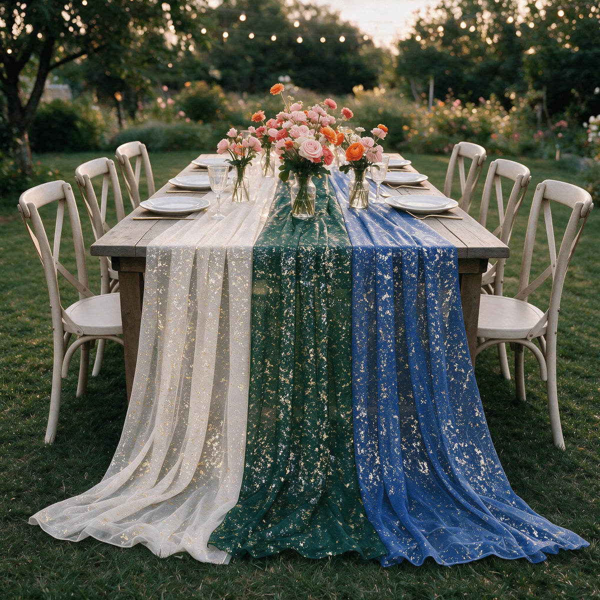 Artoid Mode Glitter Foil Gauze Table Runner for Parties