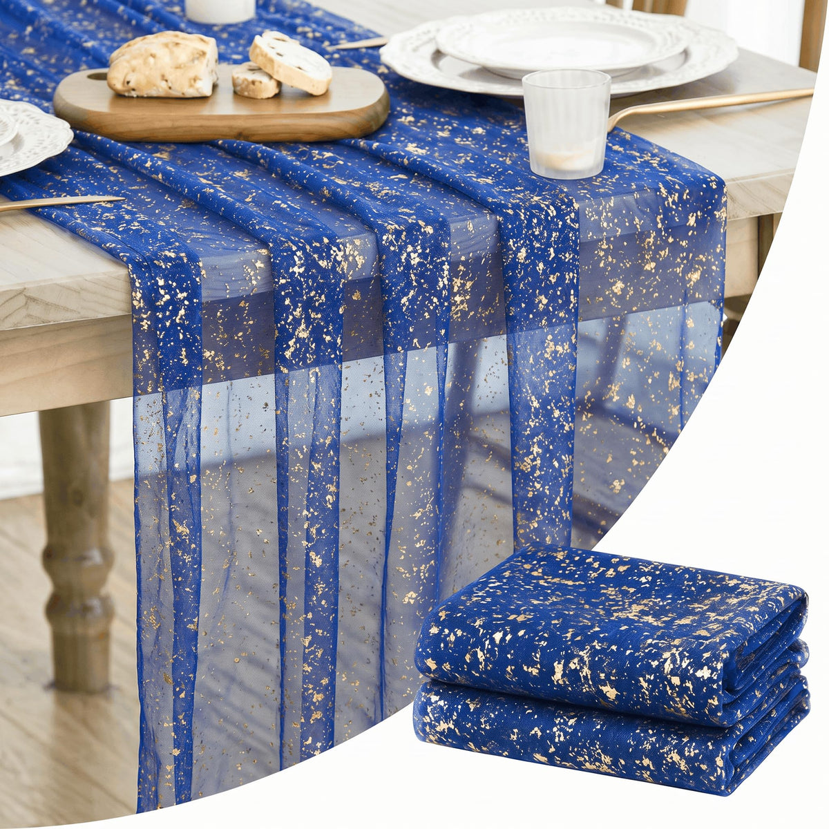 Artoid Mode Glitter Foil Gauze Table Runner for Parties