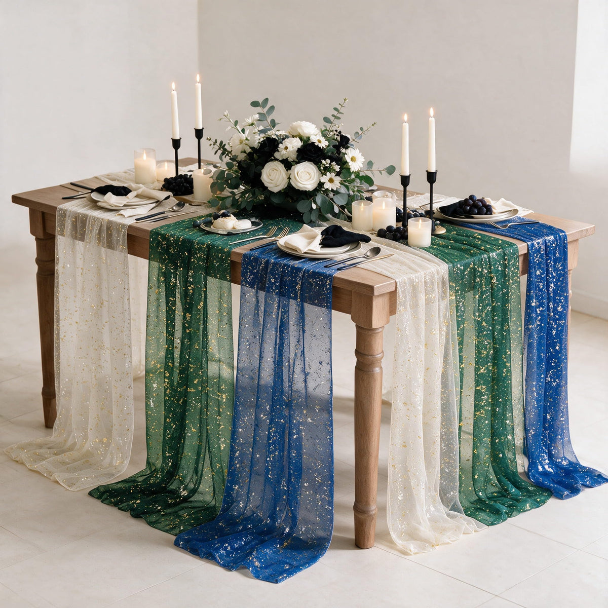 Artoid Mode Glitter Foil Gauze Table Runner for Parties