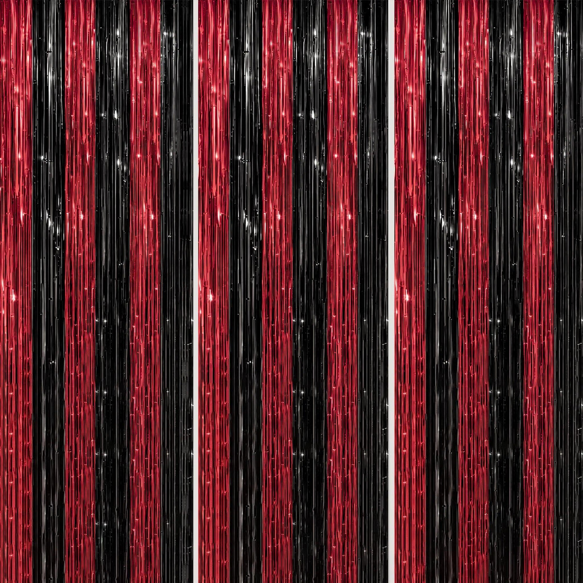 DECOCKRAT 3-Pack Foil Fringe Backdrop Curtains, 3.3x8.2 FT