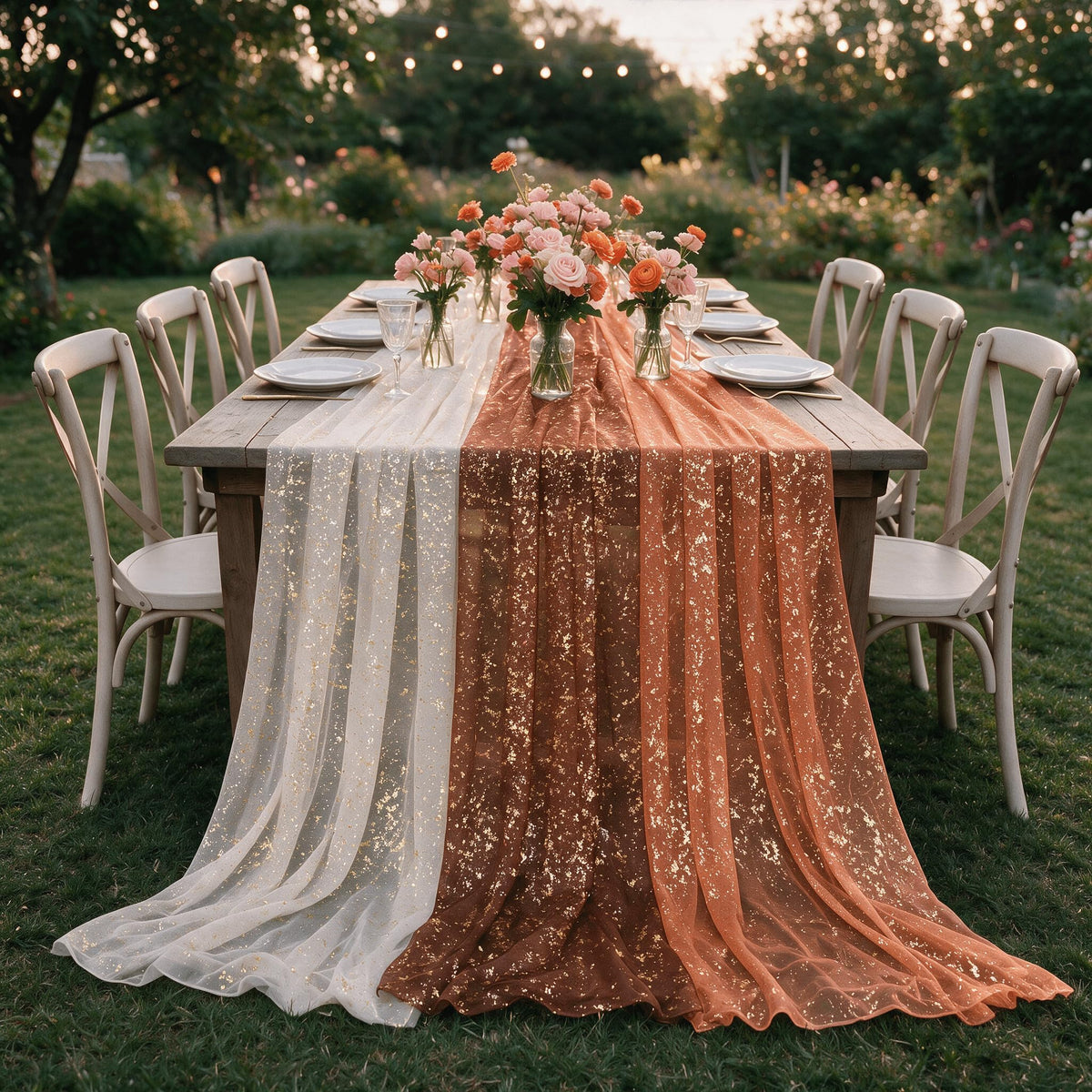 Artoid Mode Glitter Foil Gauze Table Runner for Parties