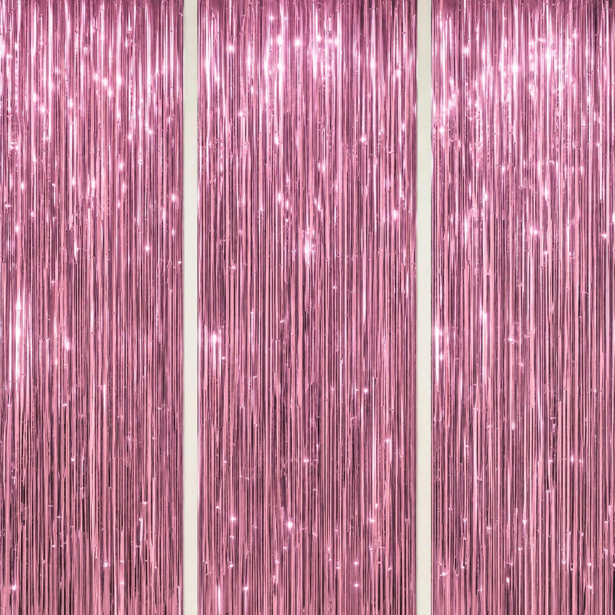DECOCKRAT 3-Pack Foil Fringe Backdrop Curtains, 3.3x8.2 FT