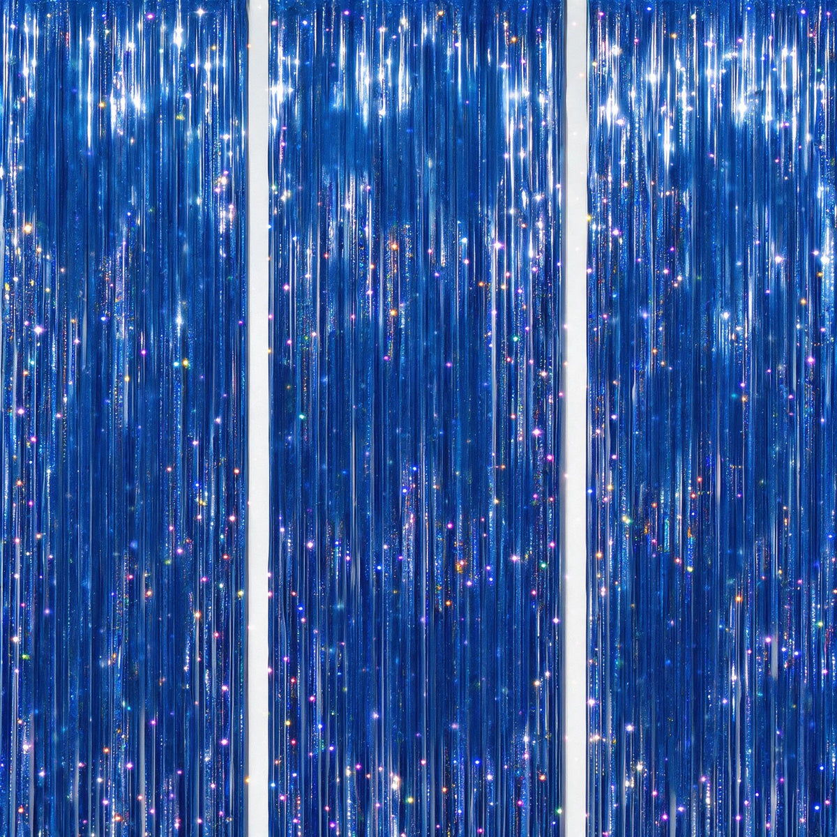 DECOCKRAT 3-Pack Foil Fringe Backdrop Curtains, 3.3x8.2 FT