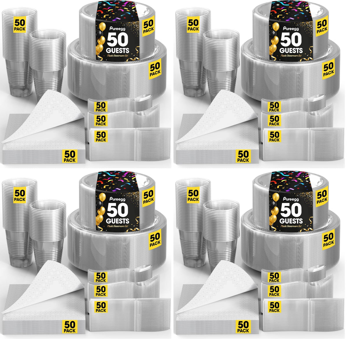 Pureegg 350-Piece Disposable Dinnerware Set for 50 Guests