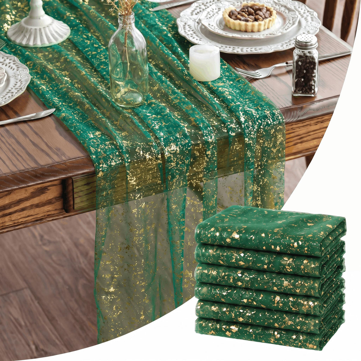 Artoid Mode Glitter Foil Gauze Table Runner for Parties