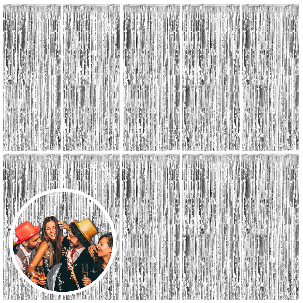 Tinsel Foil Fringe Backdrop Curtains for Party Photo Booths