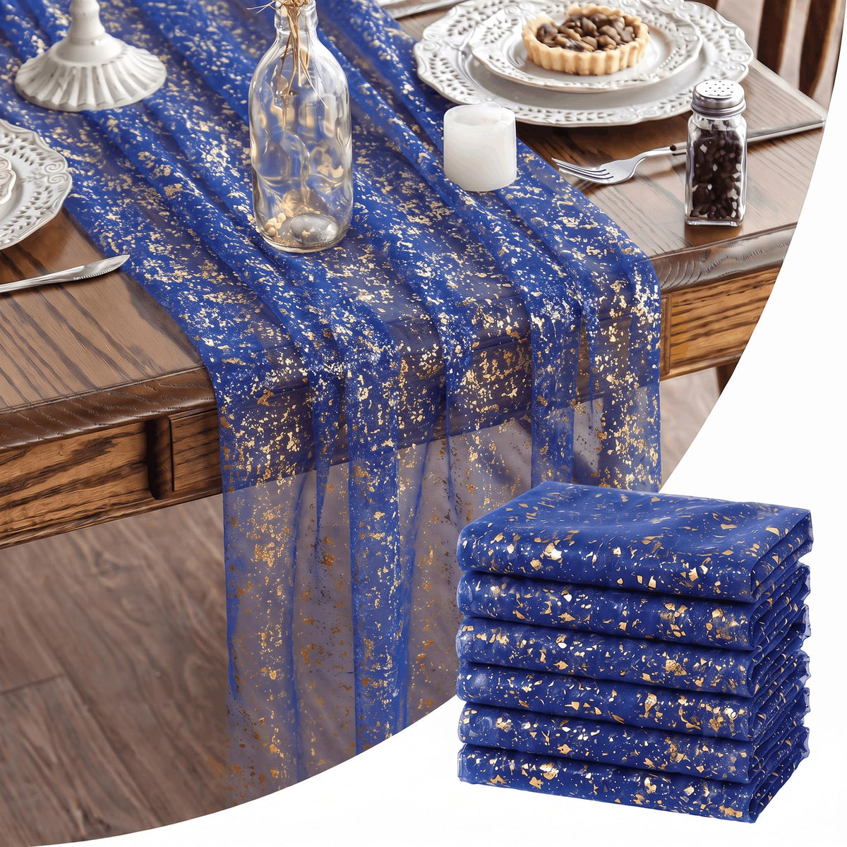 Artoid Mode Glitter Foil Gauze Table Runner for Parties