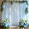 10x10FT Sheer Tulle Backdrop Curtain with String Lights