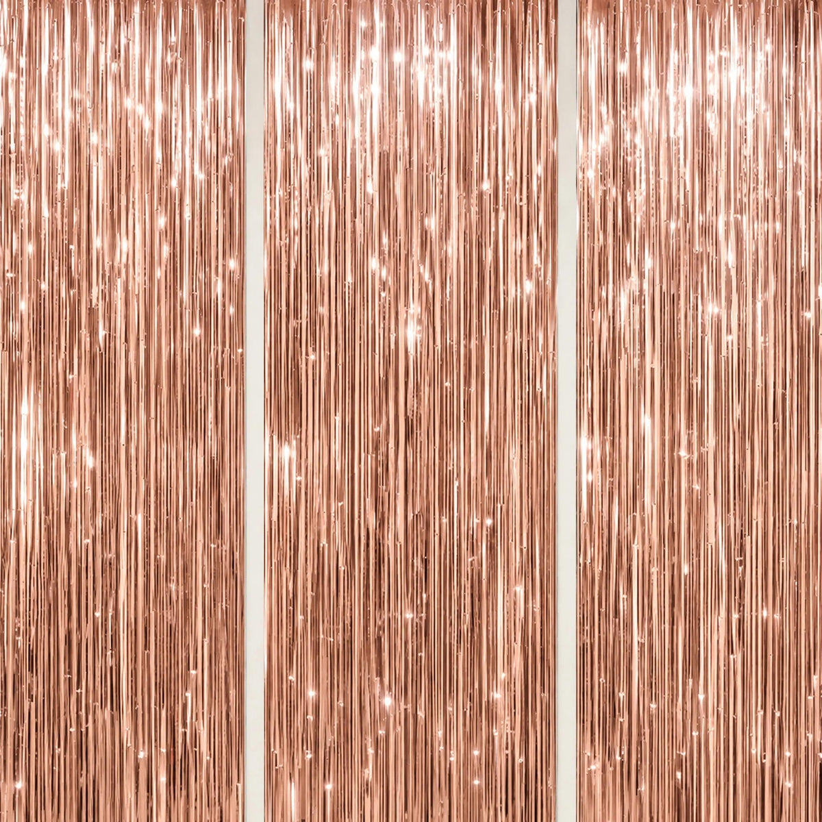 DECOCKRAT 3-Pack Foil Fringe Backdrop Curtains, 3.3x8.2 FT