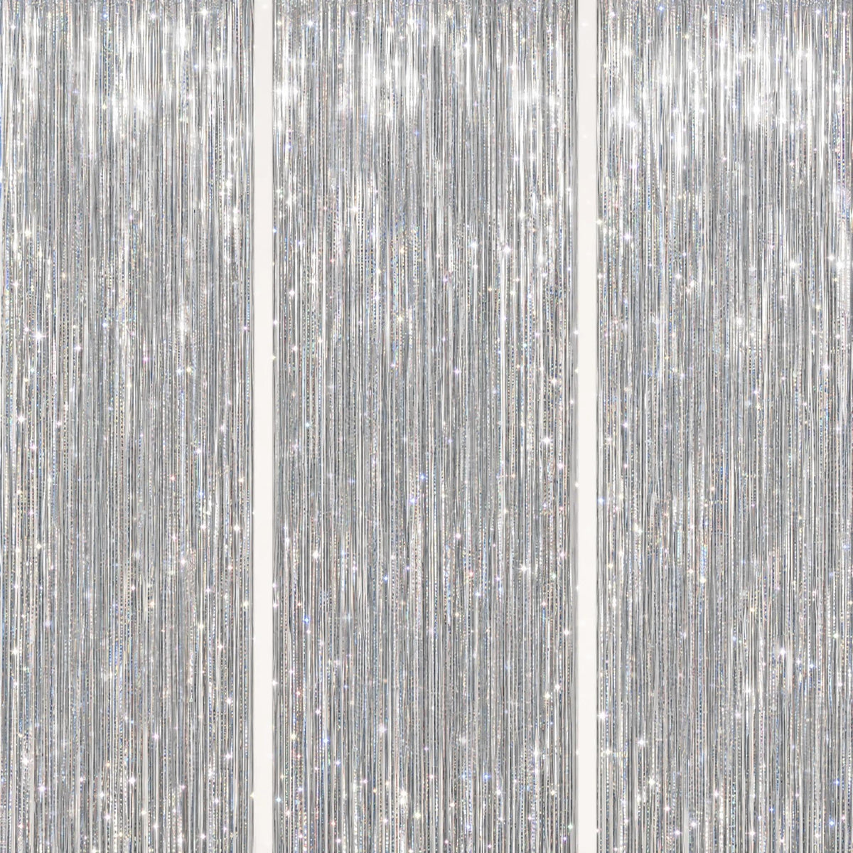 DECOCKRAT 3-Pack Foil Fringe Backdrop Curtains, 3.3x8.2 FT
