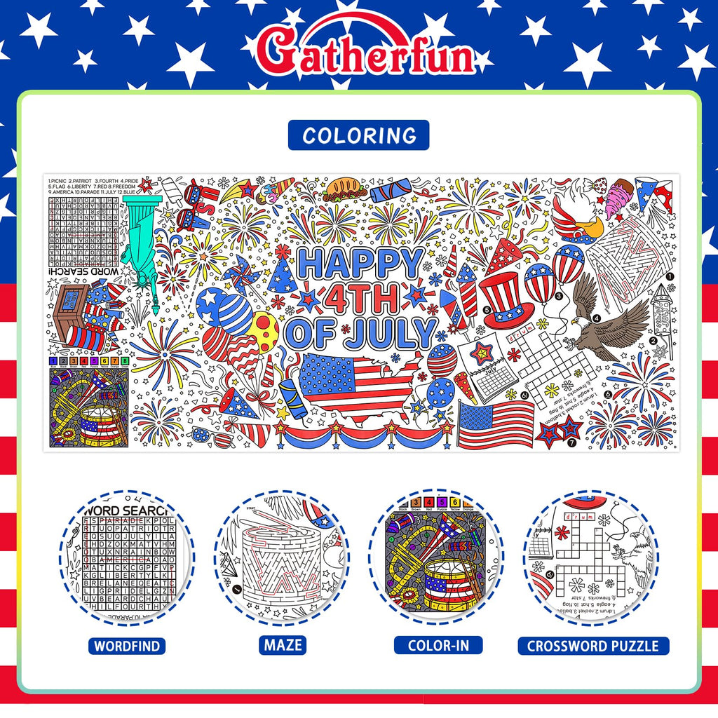 Gatherfun Kids Birthday Coloring Tablecloth, 31.5 x 72 in