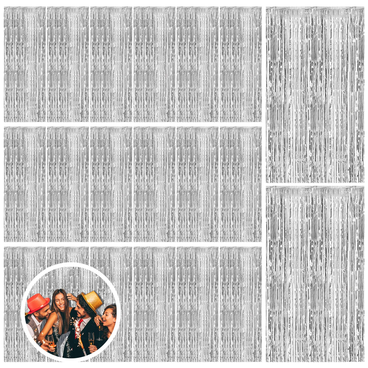 Tinsel Foil Fringe Backdrop Curtains for Party Photo Booths