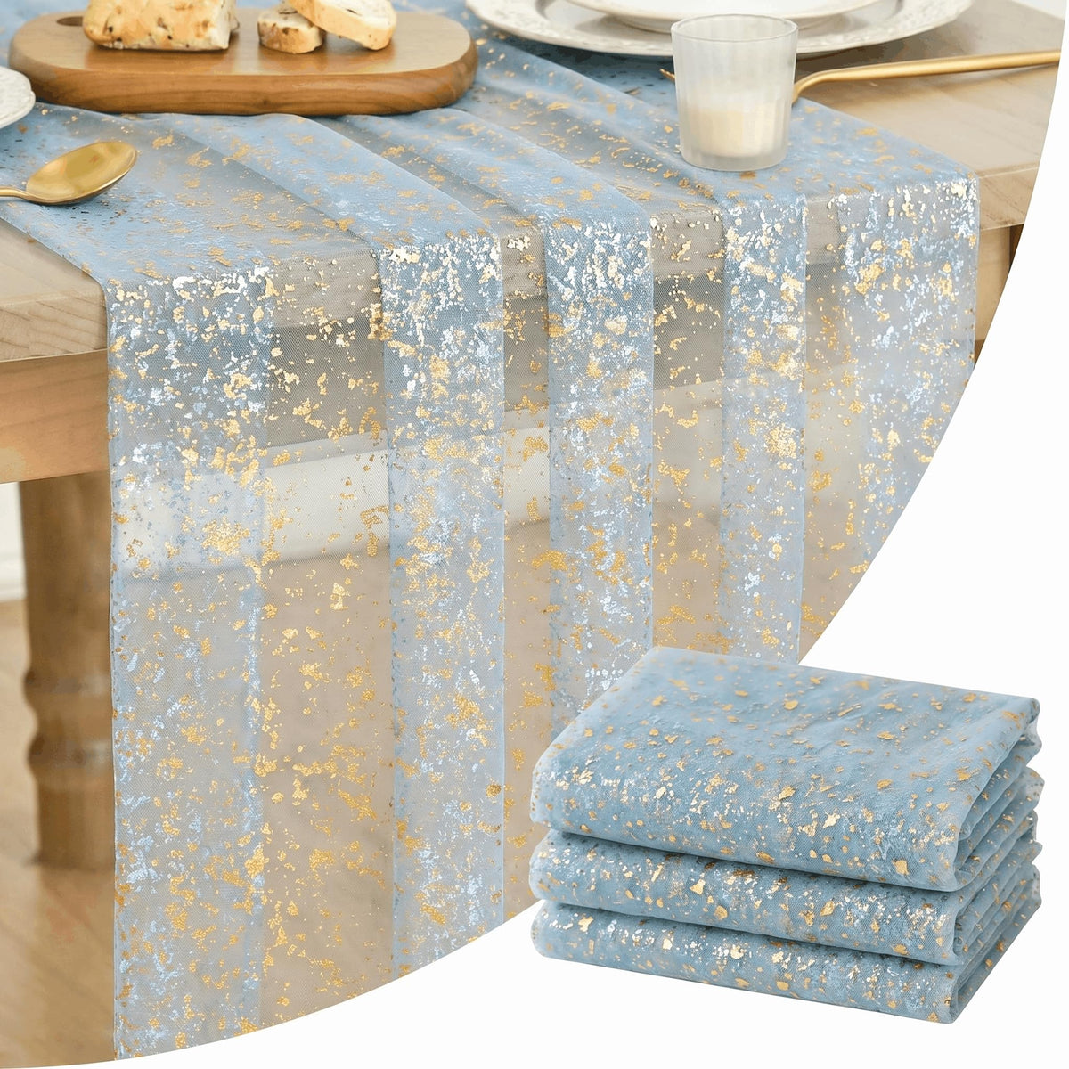 Artoid Mode Glitter Foil Gauze Table Runner for Parties