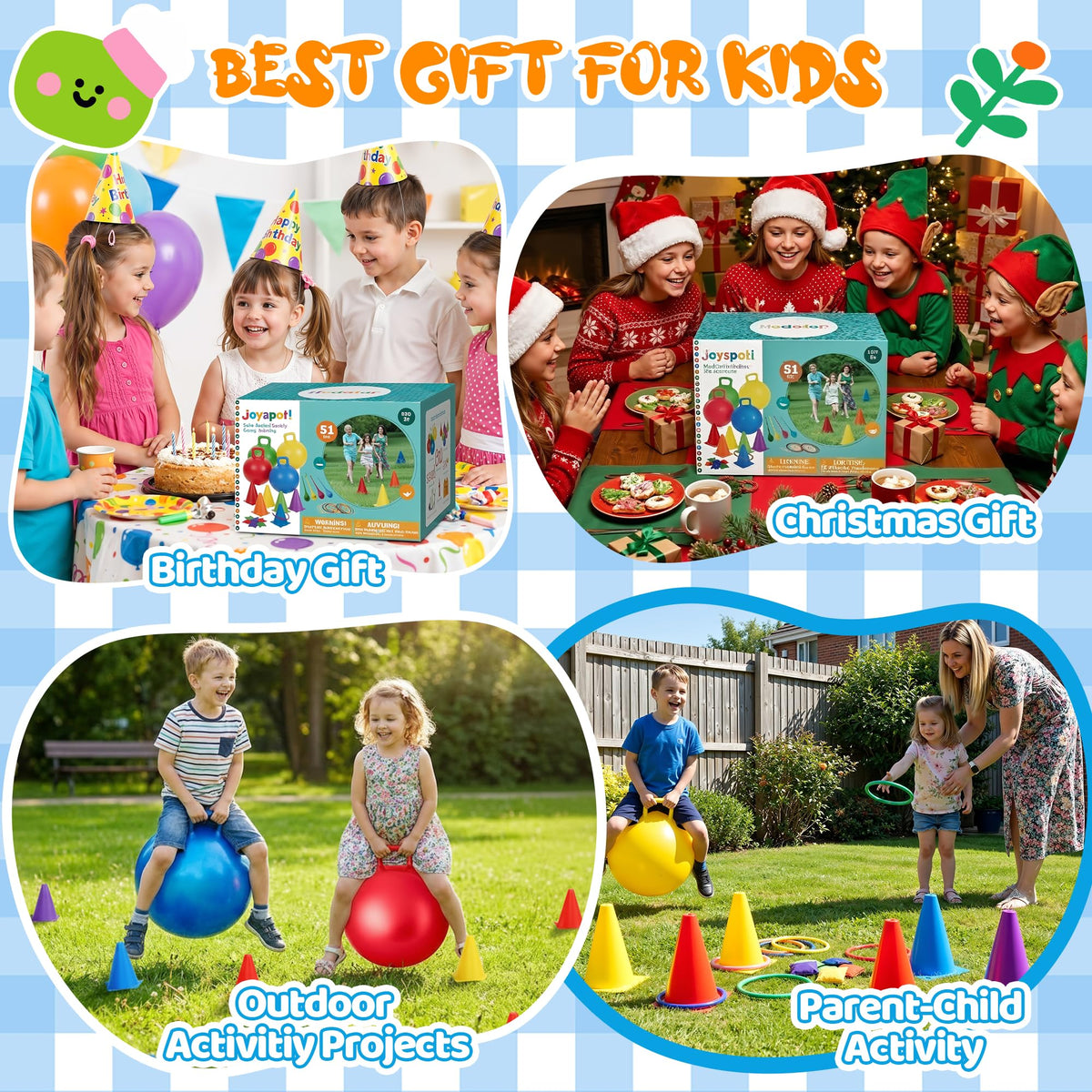 53-Piece Carnival Outdoor Game Set with 18-Inch Hopper Balls