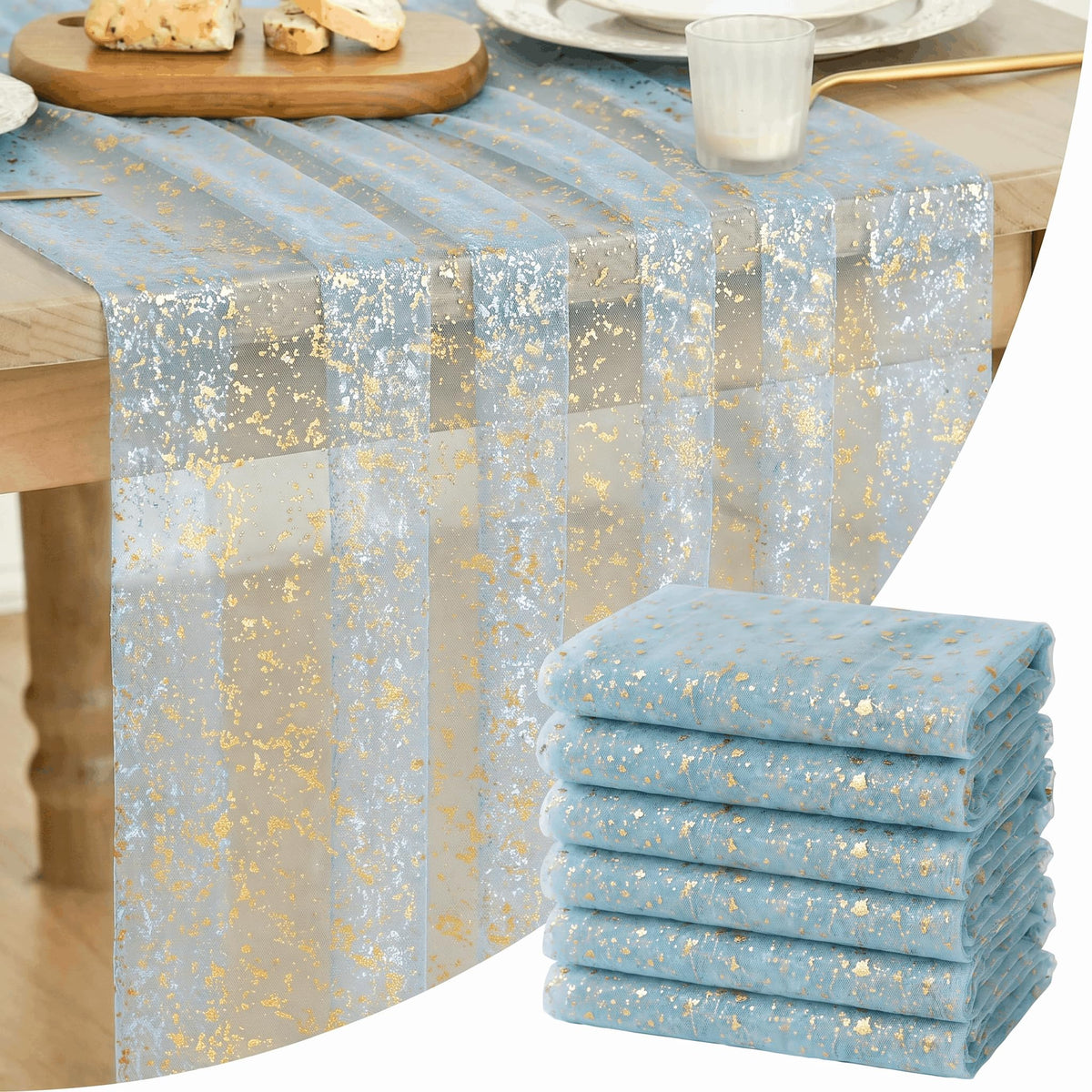 Artoid Mode Glitter Foil Gauze Table Runner for Parties