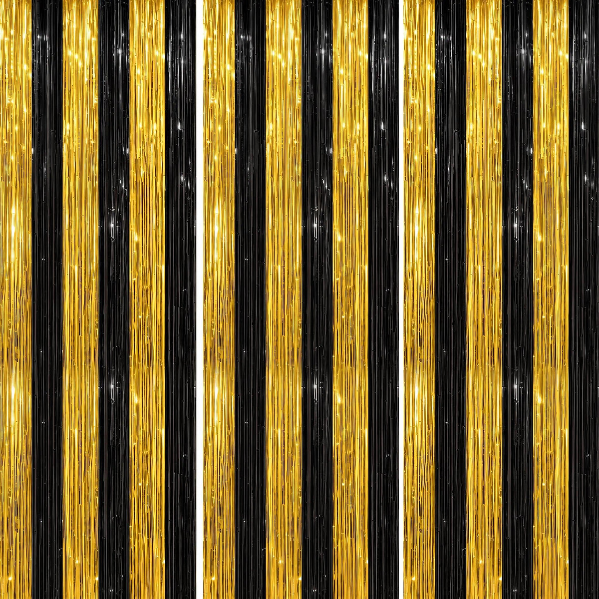DECOCKRAT 3-Pack Foil Fringe Backdrop Curtains, 3.3x8.2 FT