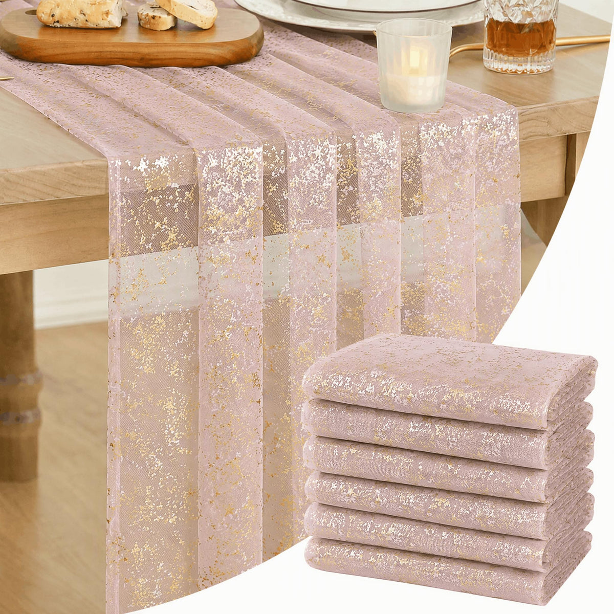 Artoid Mode Glitter Foil Gauze Table Runner for Parties