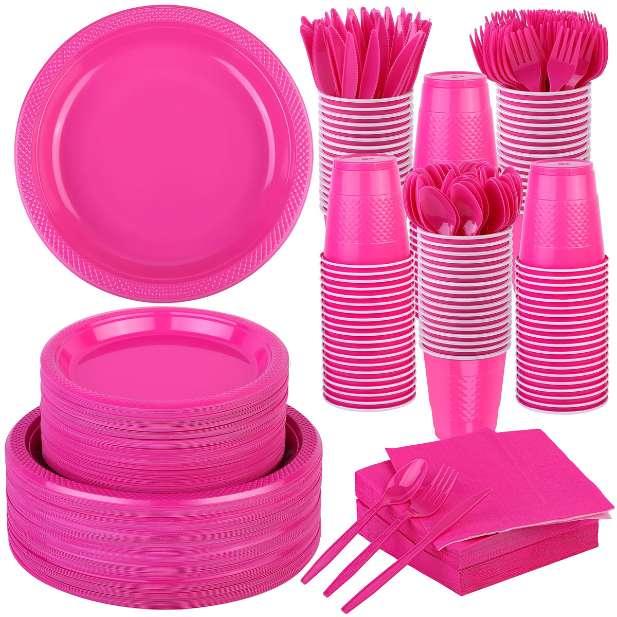ADXCO Disposable Dinnerware Set with Plates, Cups & Cutlery