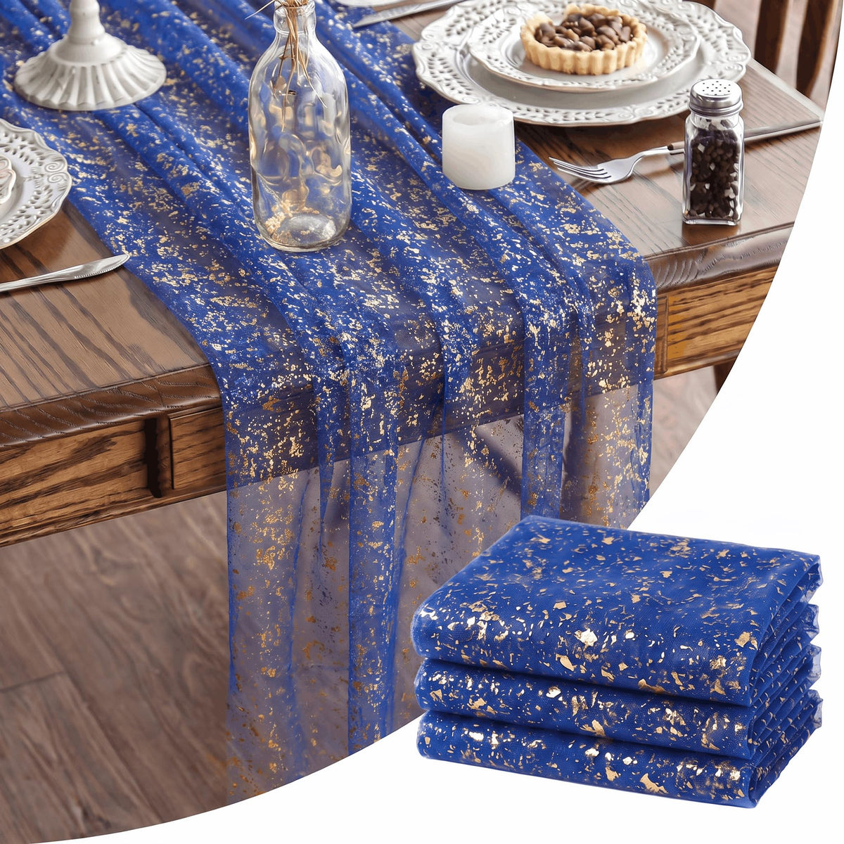 Artoid Mode Glitter Foil Gauze Table Runner for Parties