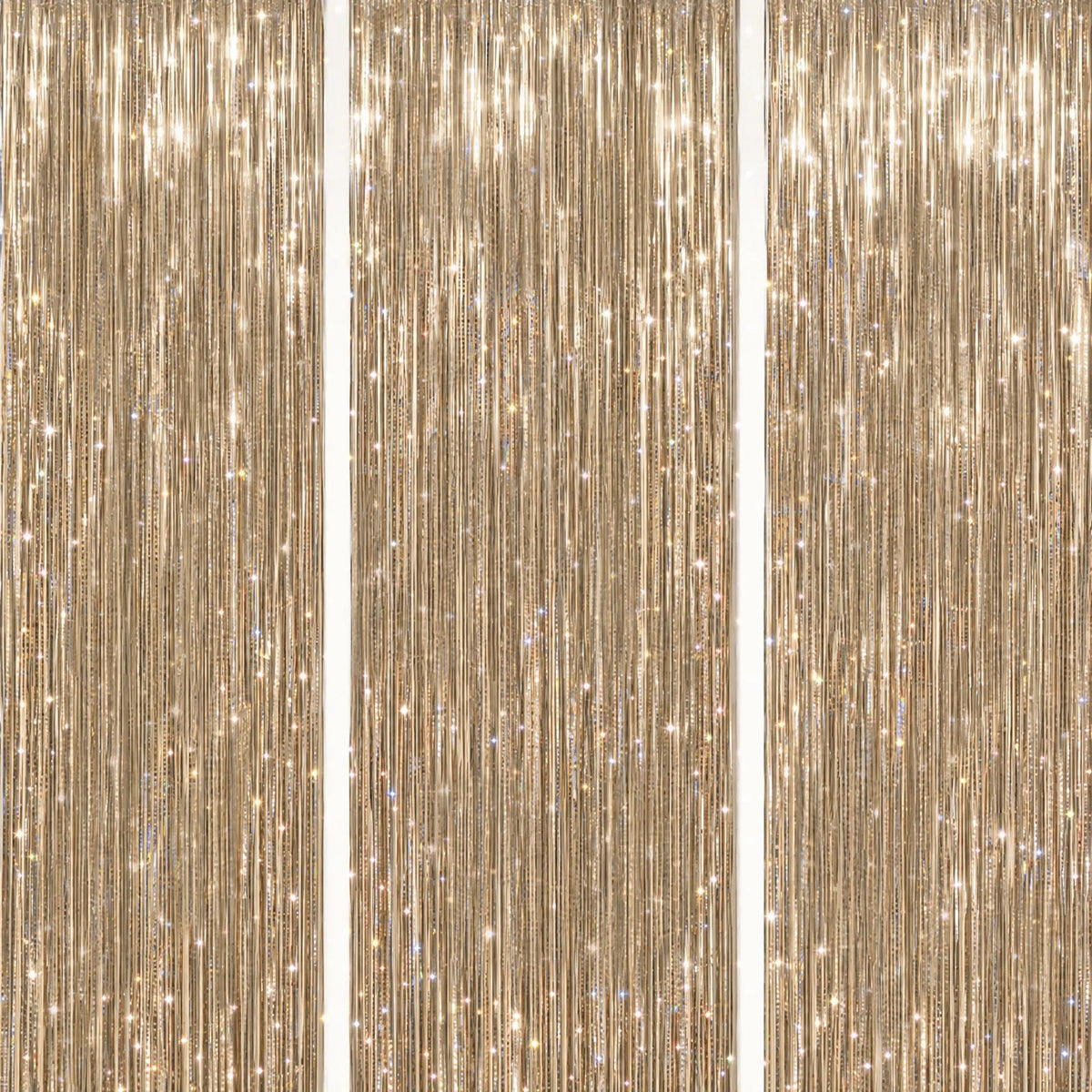DECOCKRAT 3-Pack Foil Fringe Backdrop Curtains, 3.3x8.2 FT