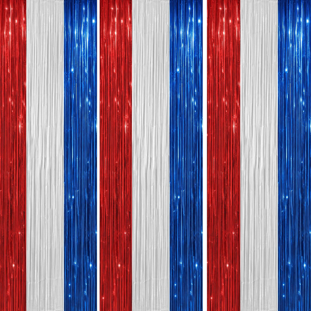 DECOCKRAT 3-Pack Foil Fringe Backdrop Curtains, 3.3x8.2 FT